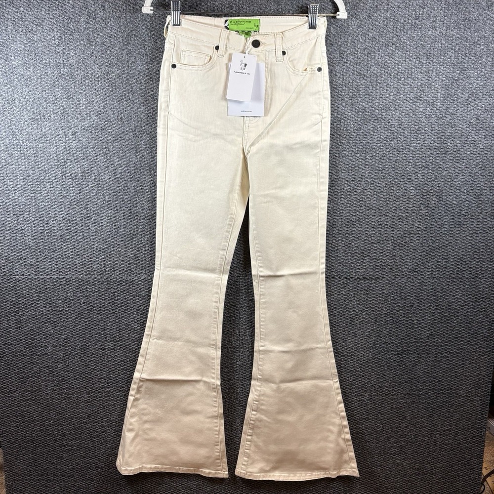 Sandrine Rose SR vs High Rise Flare Jeans 27 ALPES Cream Bell Bottom NWT